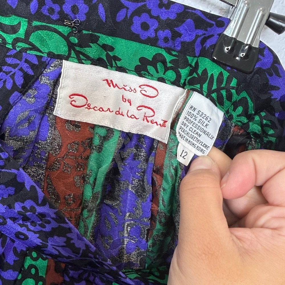 Oscar de la Renta Miss O Vintage Silk Maxi Skirt Size 12 Multicolor 70’s - Picture 2 of 4